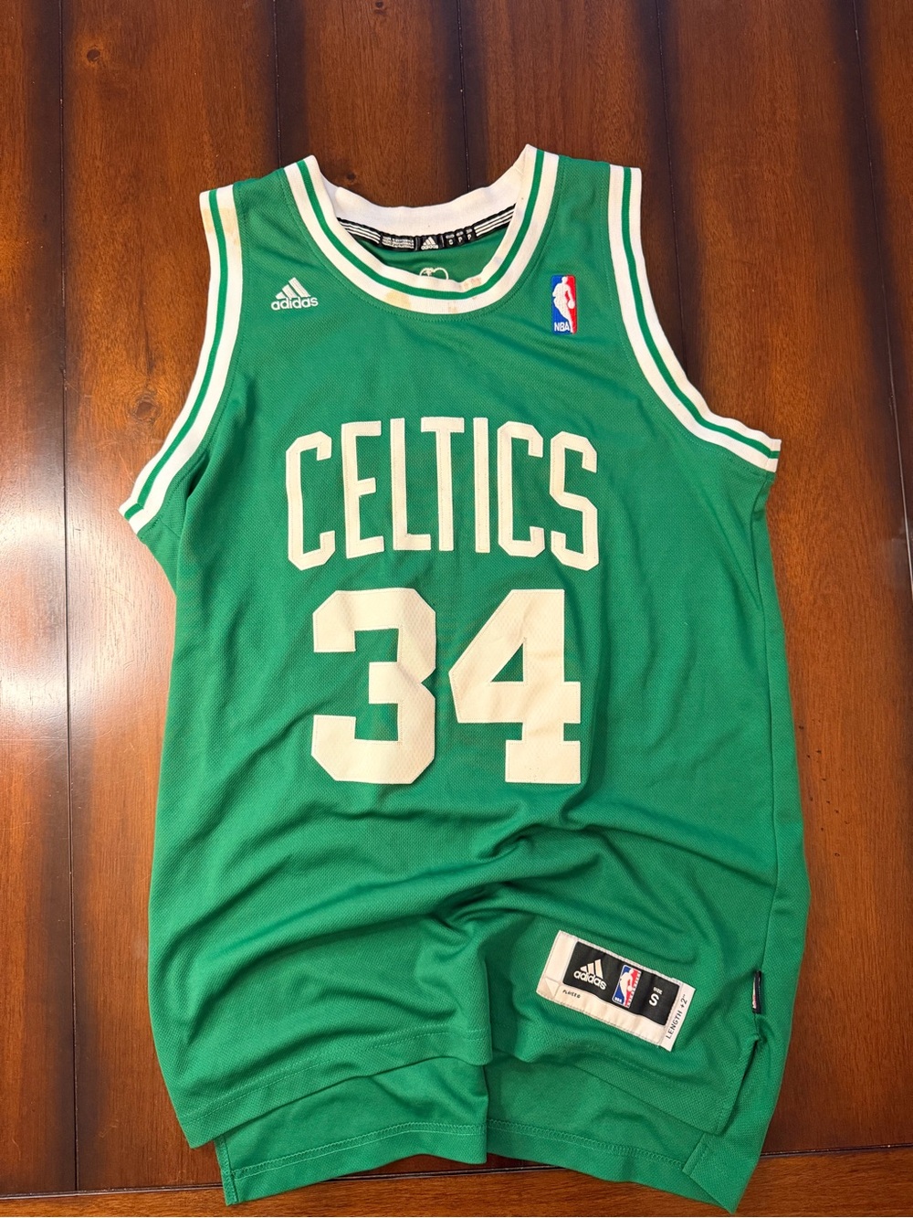 Vintage adidas Green Celtics #34 Paul Pierce Basketball Jersey with White Trim